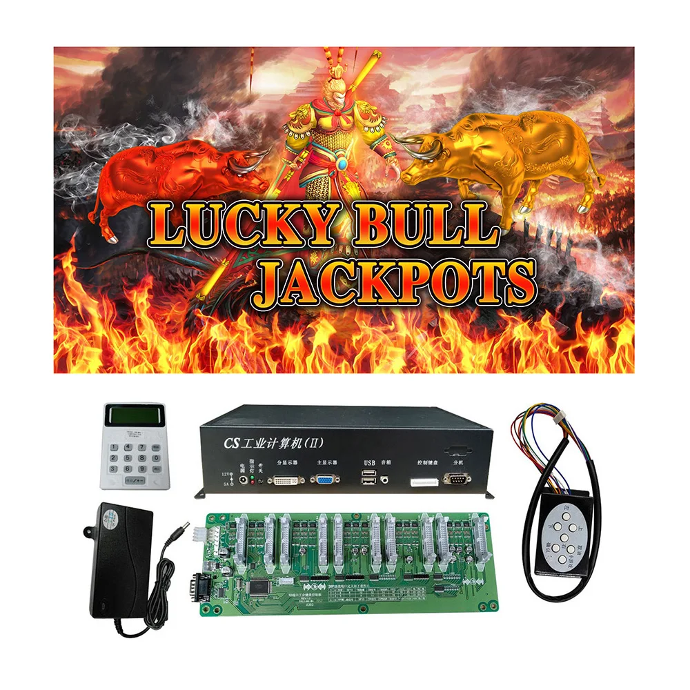 

USA Popular 4/6/8/10 Players Lucky Bull Jackpots Fish Hunter Arcade Shooting Game Machine Host Accessories