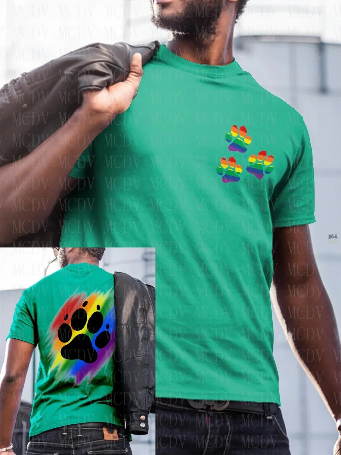 

Men's Rainbow Dog Paws Casual Printed T-Shirt Summer Tees Tops The Colorful The Best He Him Hole LGBT3D Printed T Shirt