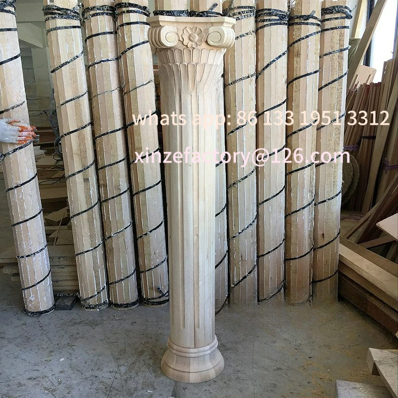 

Wood carving European Roman column, solid wood pass round Roman column, semi-cylinder, TV background carved pillar