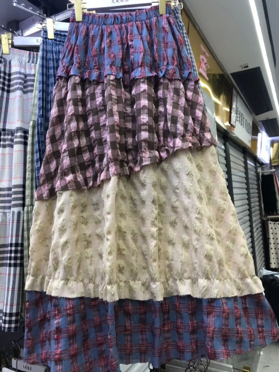 

Женская весенняя юбка миди в горошек, фиолетовая, в клетку, этническая, винтажная, с завышенной талией, А-силуэт, свободного кроя, тонкая, стандартная