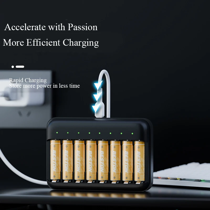 1.5V AA AAA Battery Charger with LED Indicator Light Smart Charger Suitable for 1.5V Lithium Ion Rechargeable Battery
