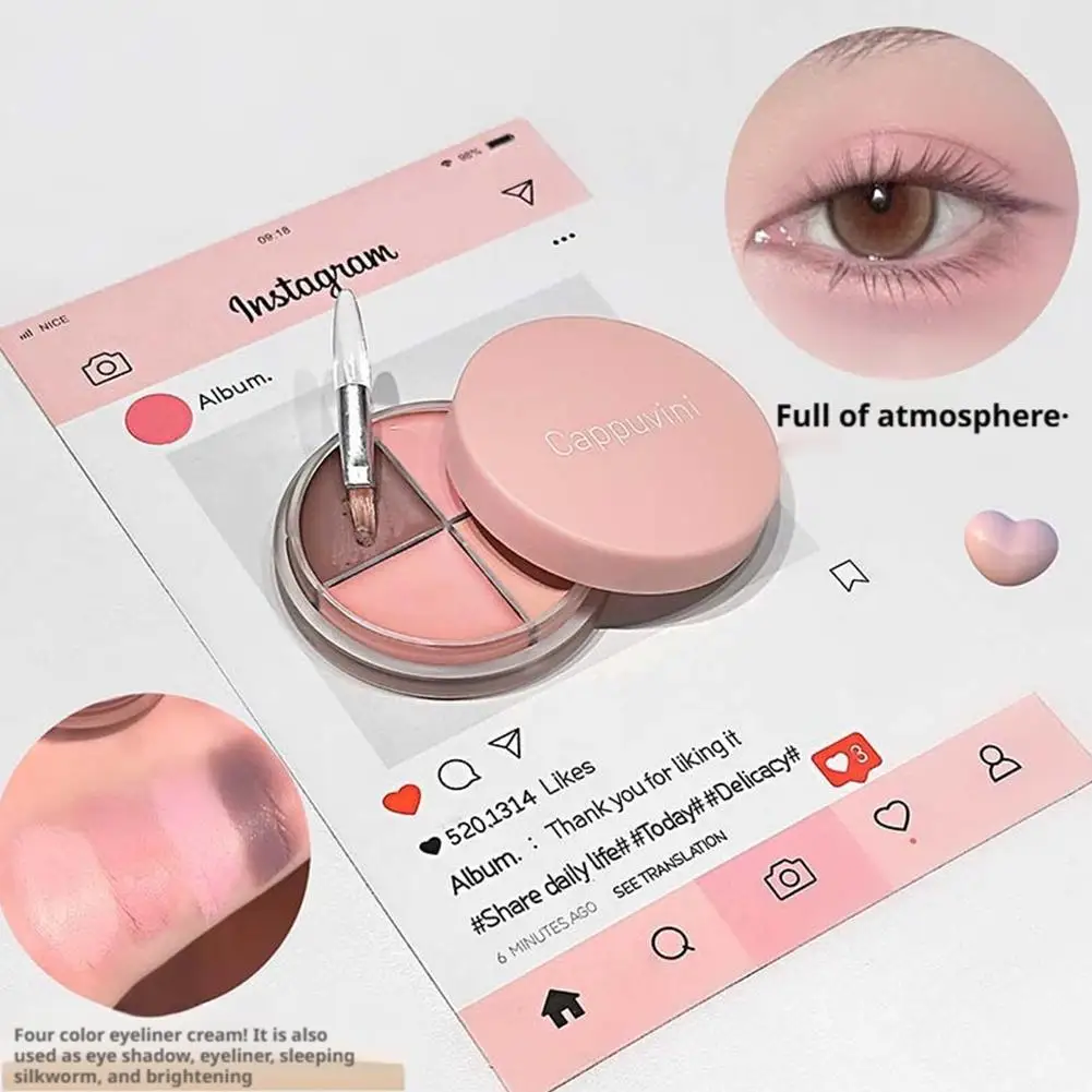 Delineador de ojos en Gel, resistente al agua, brillo, duradero, Natural, resistente al sudor, multifuncional, 4 colores, crema delineadora mate de terciopelo