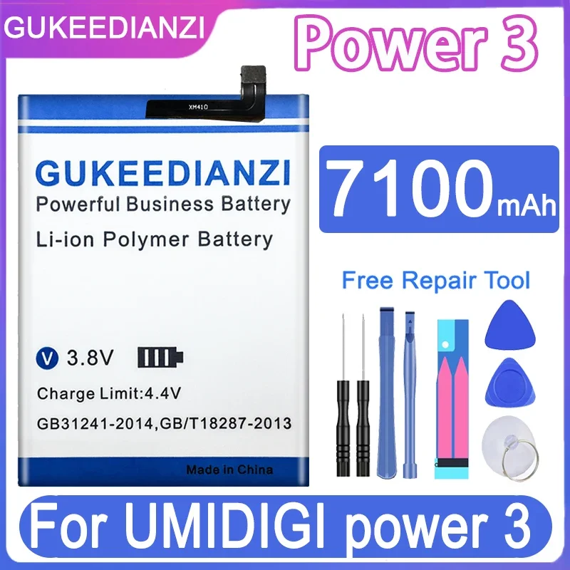 

GUKEEEDIANZI Power 3 7100mAh Replacement Battery for UMIDIGI Power3 Batteria + Free Tools