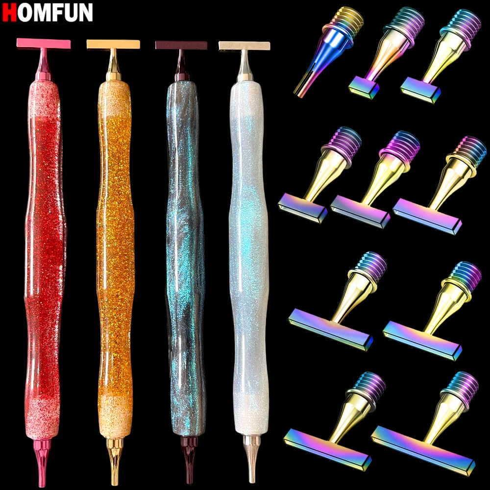 HOMFUN Diamond Painting Pen，Starry Sky Embroidery Threaded Dot Drill Tool，Multifunctional Metal Screw Thread Tips Accessories