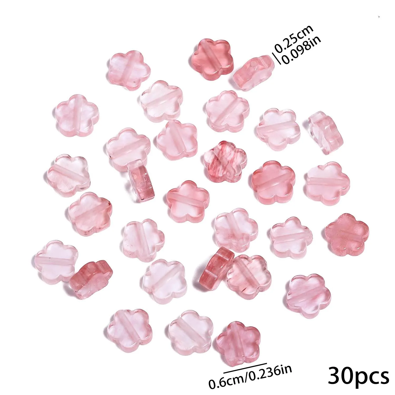 6mm 30pcs Flower Shape Natural Watermelon Crystal Stone Beads for DIY Bracelet Necklace Jewelry Making Handicrafts Accessories