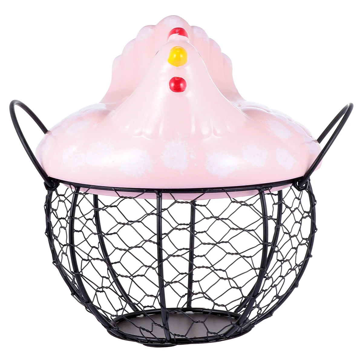 

Small Iron Egg Basket with Hen Lid Decorative Fruit Storage Bin for Kitchen Snacks Dried Fruits Organization Household Gift