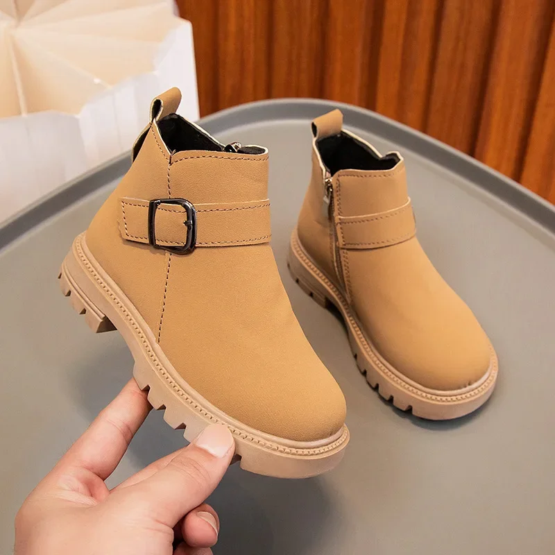 Boys Girls Short Boots Kids Non-slip and Wear-resistant Short Boots Students Casual Warm Cotton Shoes Children's Fashion Boots