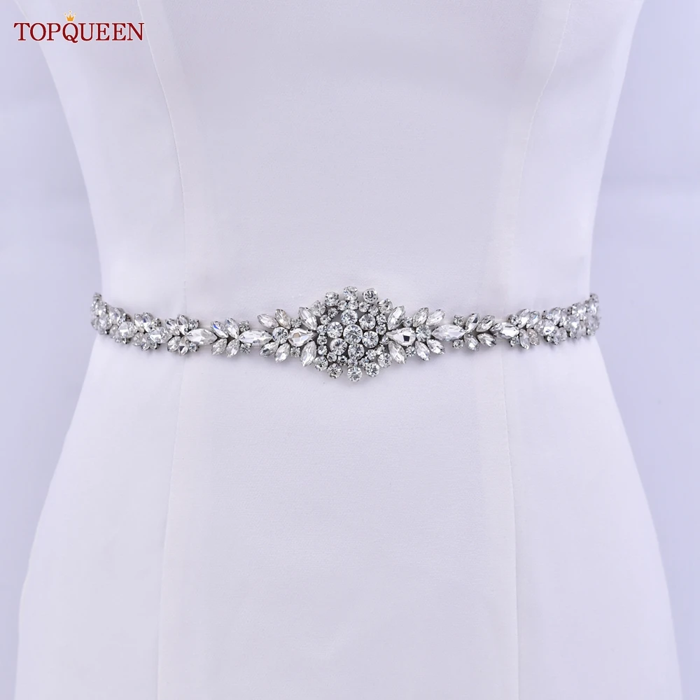 

TOPQUEEN S124 Rhinestones bridal belt diamond wedding dress belt with crystal wedding sash for wedding dress accessories