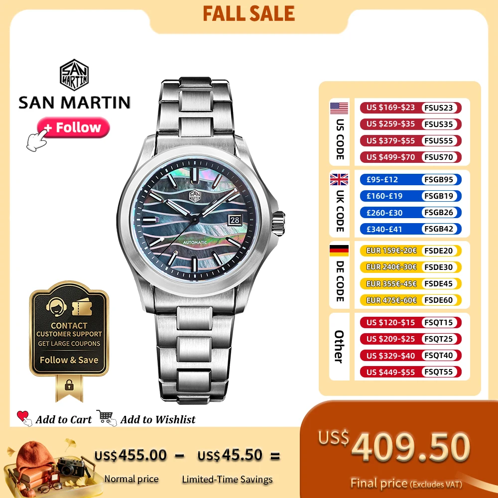 San Martin Watch SN0150 39mm Men Luxury Dress Miyota 9015 Automatic Mechanical Watches With Splicing Mop Dial 100m Waterproof