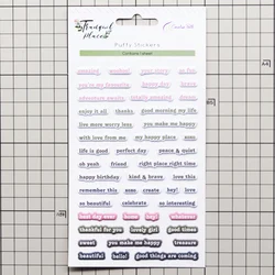 Creative Path Vintage 3D Scrapbooking Puffy Sticker Mini Small Thank You Words Sticker Sheets For Journaling Planner Card Making