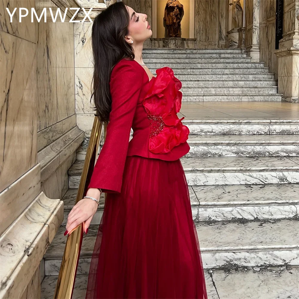 Customized Prom Gown Evening Formal Dress Women YPMWZX Square Collar A-line Floor Length Skirts Tulle Bespoke Occasion Dresses P