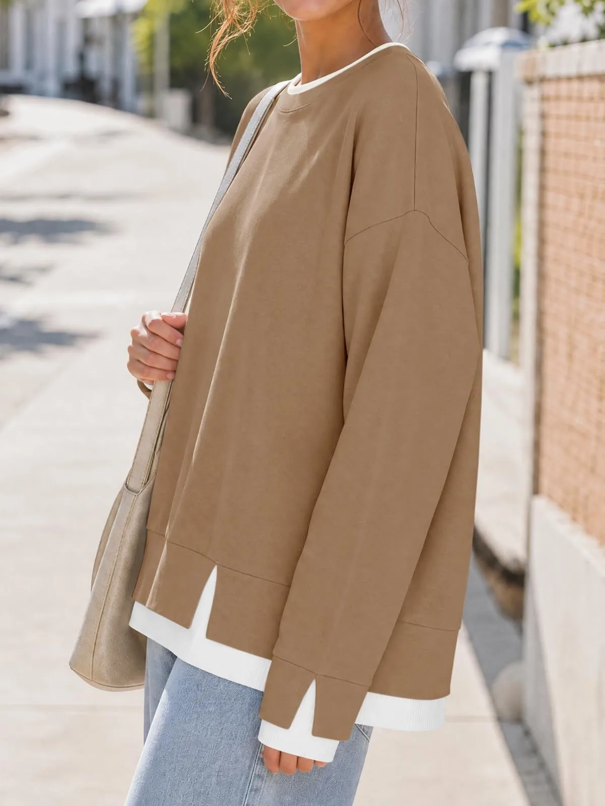 Loose Fit Pullover Hoodie Regular Length American and European Style with Mock Two Regular Thickness Casual Women Sweatshirts