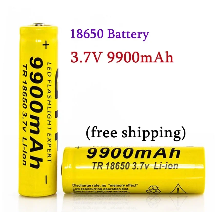 

New 18650 battery 3.7V 9900mAh rechargeable Li-ion battery for Led flashlight Torch batery lithium battery+ Free Shipping