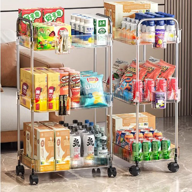 Small Rack Trolley Kitchen Transparent Mobile Storage Rolling Trolley Small Utility Carrito Organizador Con Ruedas Furniture image 2