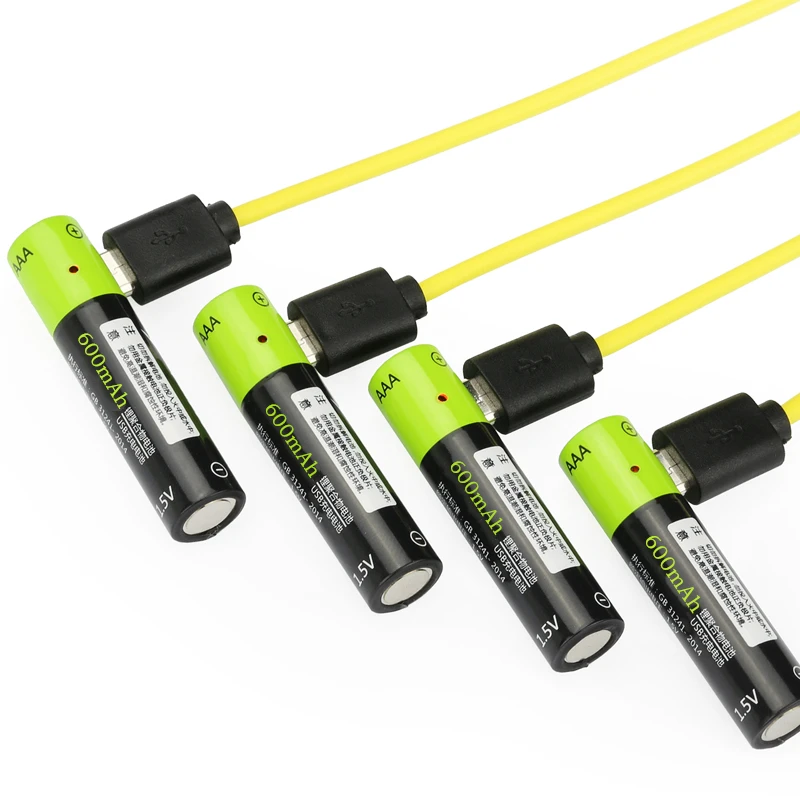 4PCS 1.5V USB AAA rechargeable battery 600mAh rechargeable lithium-ion battery charges via USB cable