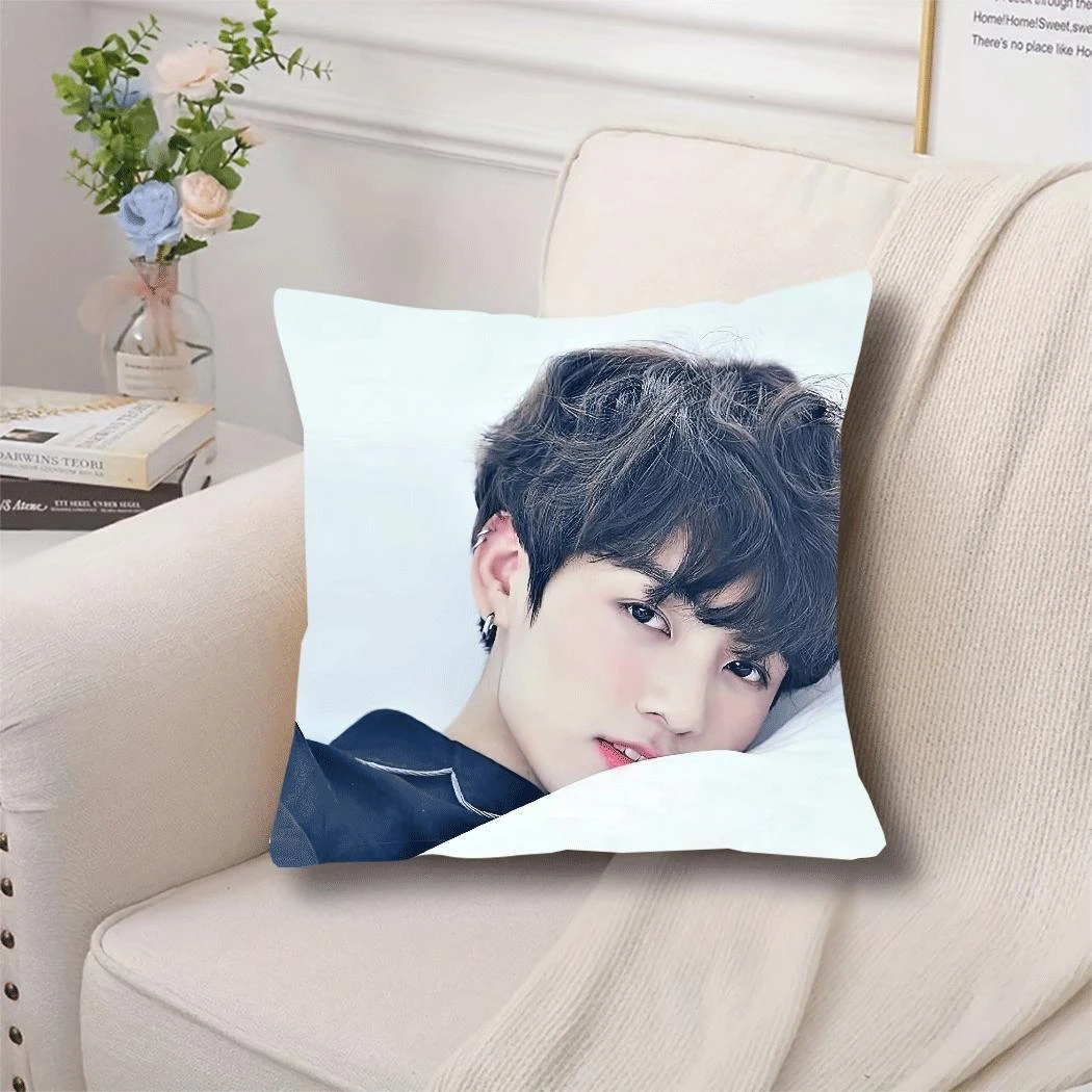 

Современная декоративная наволочка с принтом портрета K-pop айдола, на молнии, машинная стирка, для спальни, дивана, подарок на день рождения
