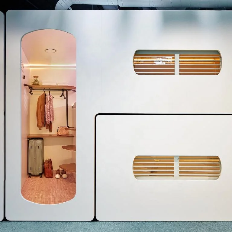 2 Door Capsule Bed for Hostel Soundproof Sleeping Pod Smart Lock Mini Room Inn Capsule Bed Youth Hostel