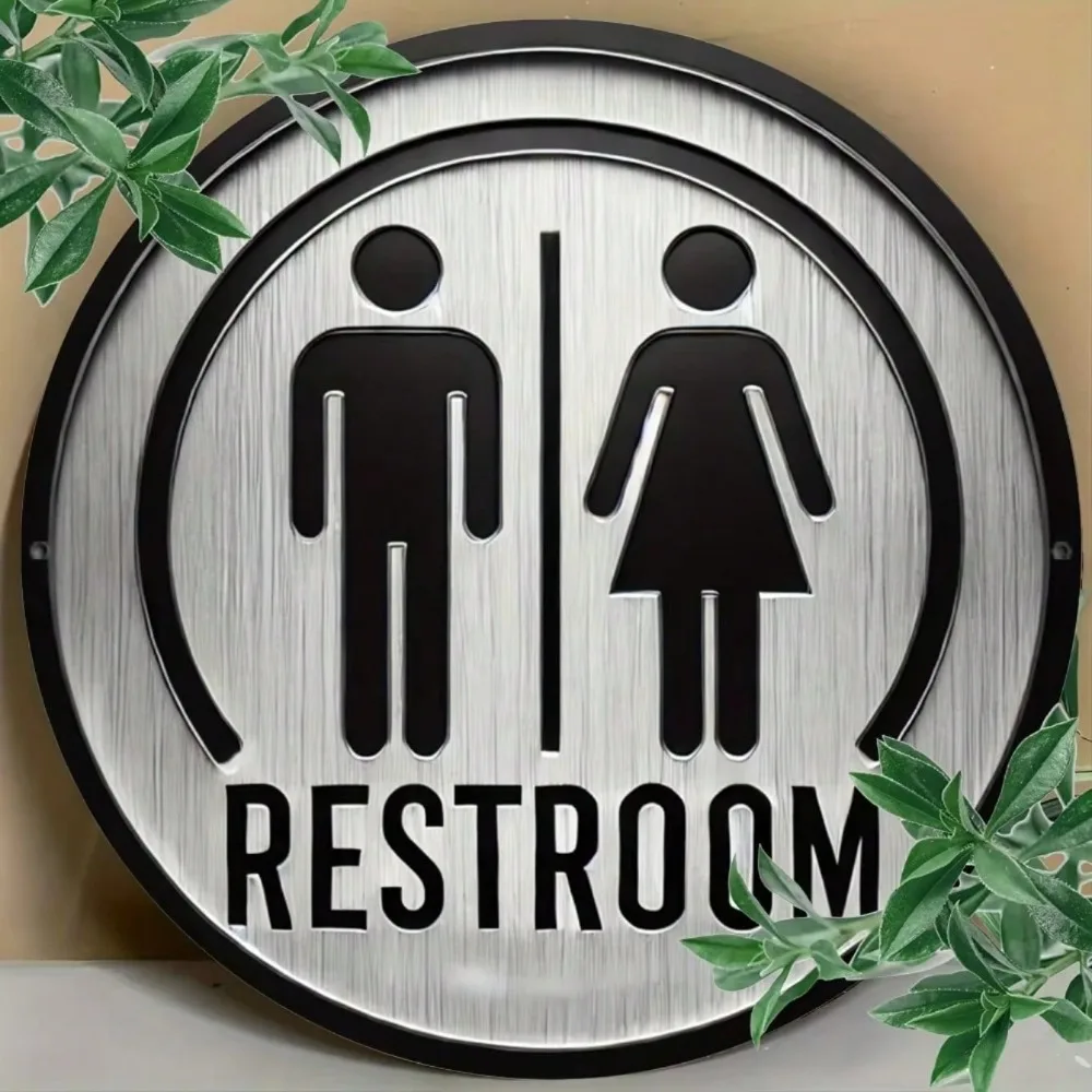 Metal Restroom Sign 1pc Aluminum Alloy Wall Decor Pre-Drilled Easy Mount for Bathroom Bar