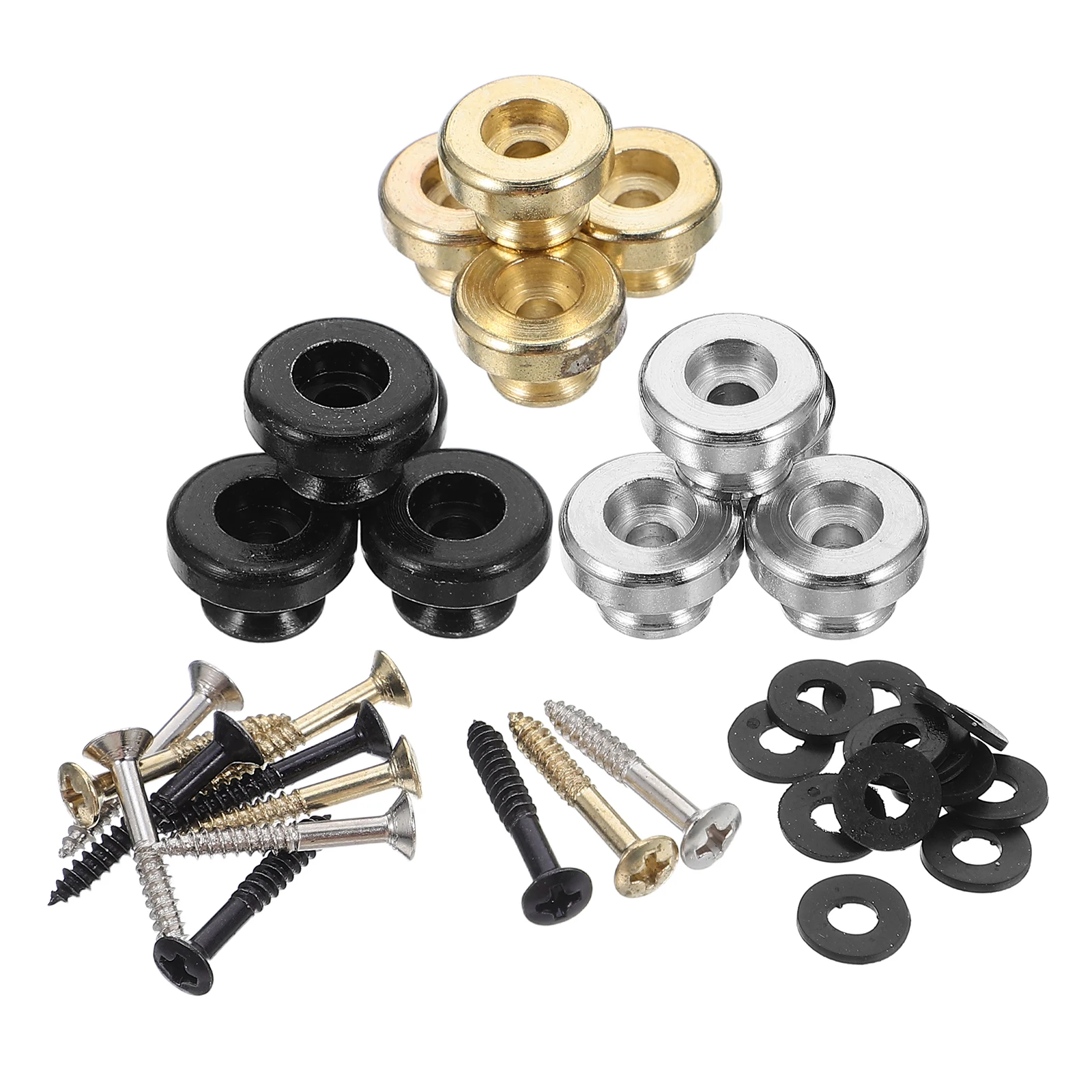 

12pcs Guitar Strap Lock Buttons Mushroom Head Design Secure Metal Pins Anti-Slip For Electric Acoustic Bass Guitars Quick