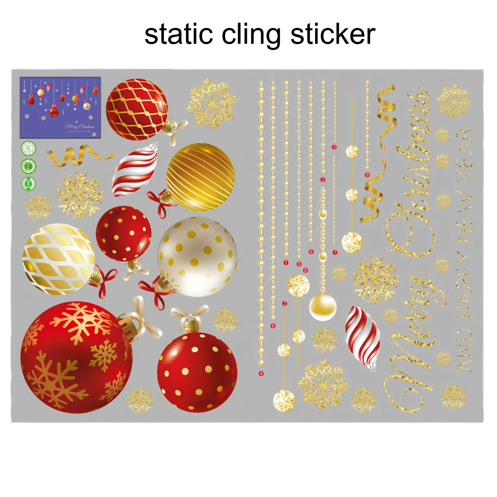 1pc Reusabl Window Stickers - Cartoon Snowflake & Merry Christmas Decals,White & Red DIY Holiday Decor for Glass Doors & Windows view 6