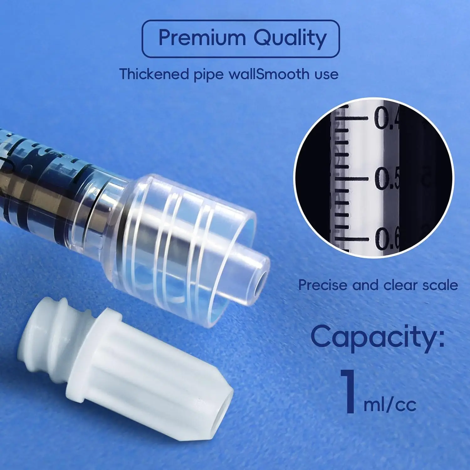 100 Stück/50 Stück/1 Stück Labor- und Industriespritze mit 1 ml Fassungsvermögen und Luer-Lock-Anschluss, geeignet für Probenentnahmegeräte, Klebstoffspender in Laboren, DIY-Industrieanwendungen, nicht steril, nicht me – Detail 3