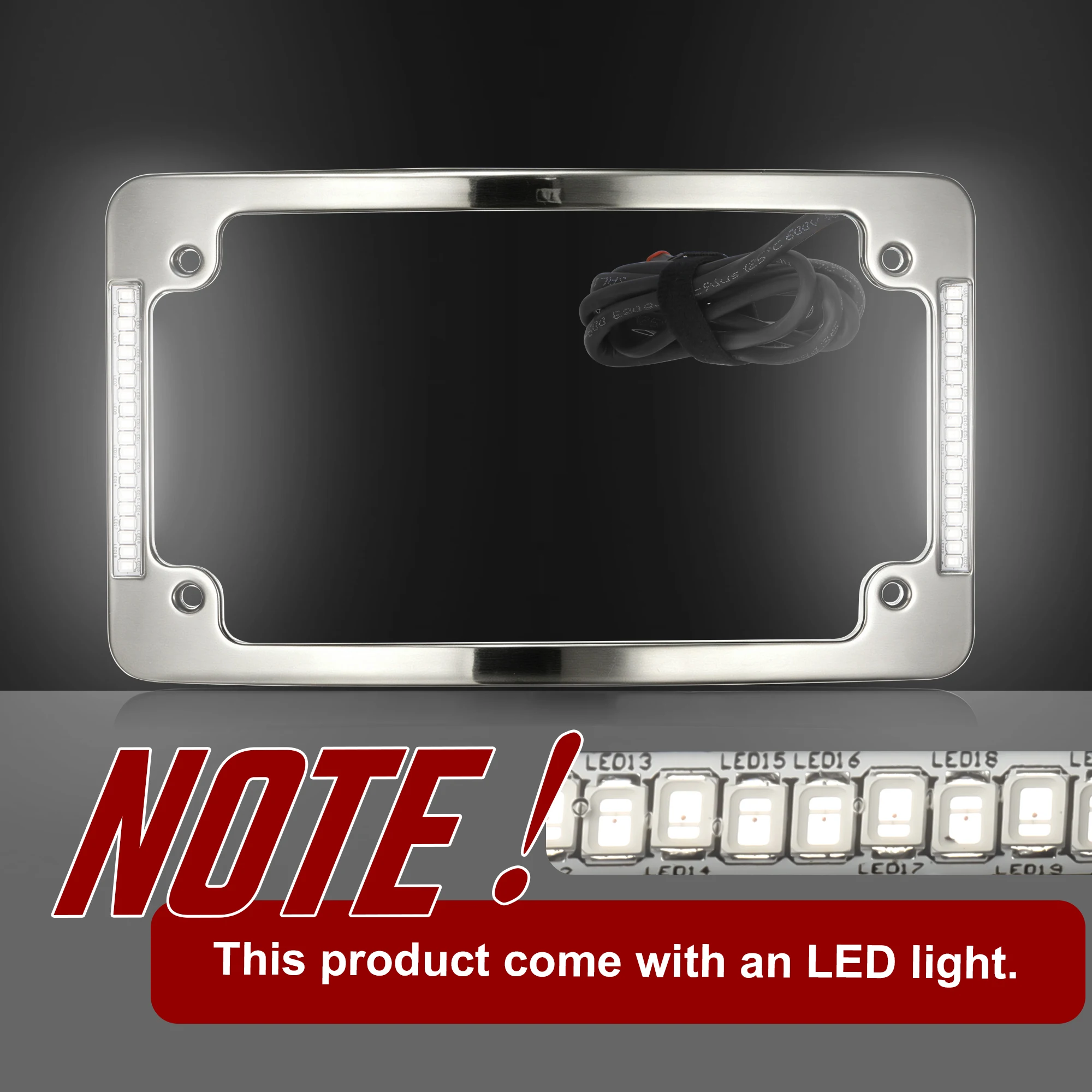 Chrome/Black License Plate Frame LED Light Turn Signal for Harley Road Glide & Street Glide & Road King 2015-2023 Number Plate 4
