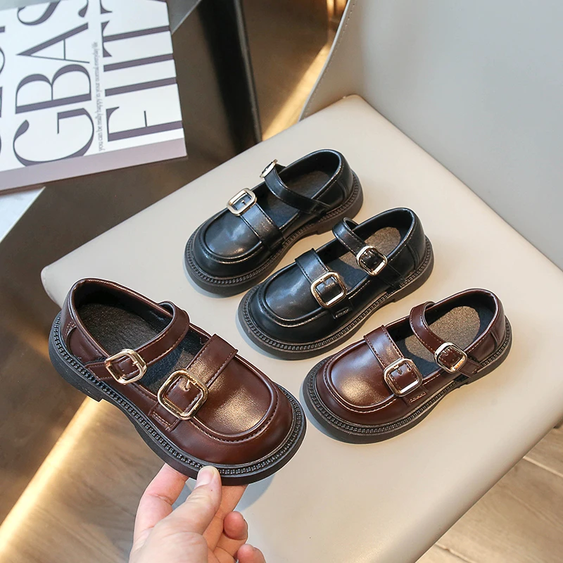 

Кожаная обувь для девочек на свадьбу, в британском стиле, детская обувь принцессы для выступлений, простая модная детская школьная форма, обувь