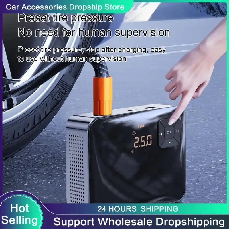 Wireless Car Air Pump Intelligent 15 Seconds Fast Inflation Electric Chargeable Air Compressor With Lamp Inflatable Pump