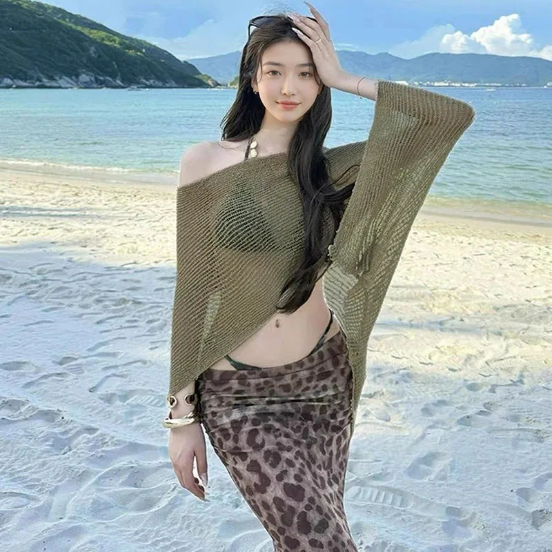 

Ins Beach Resort Swimsuit Female Sexy Hot Girl Split Bikini Four Piece Set Small Chest High End Sensation Hot Spring Swimsuit