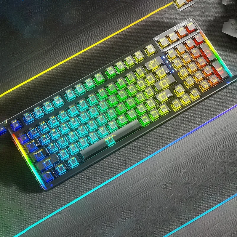 

98 Keys Transparent Bluetooth 2.4G Mechanical Keyboard Wireless Rgb Backlit Hotswap Esport Game Rgb Keyboard Type C Rechargable