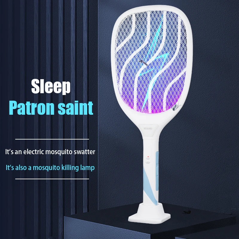 Electric Mosquito Swatter Mosquito Killing Lamp, Battery Can Be Replaced By Oneself, USB Charging Cable And Base Dual-Use