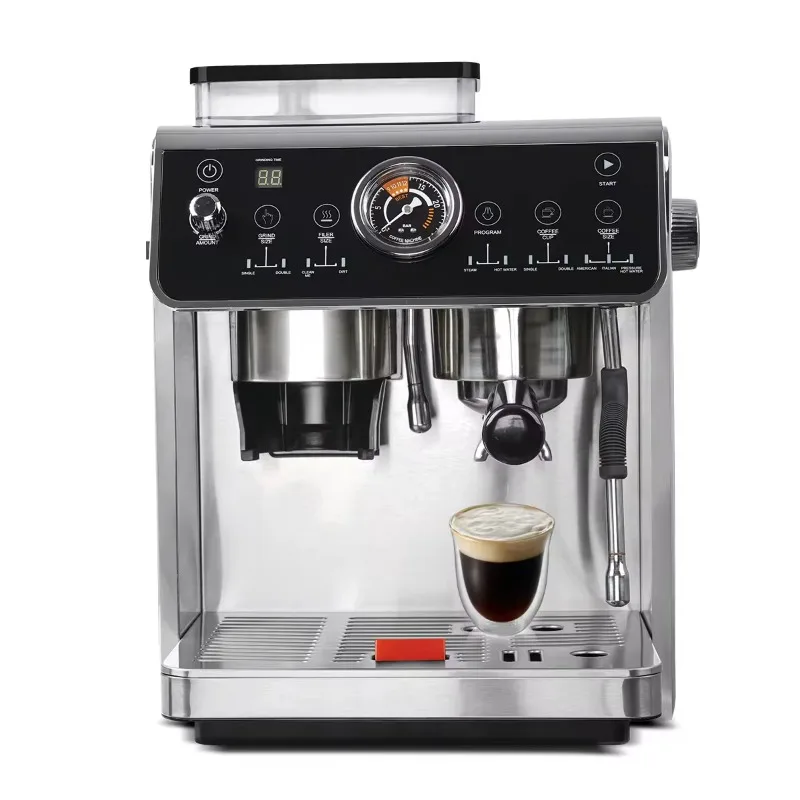 Semi-Automatic Household with Stainless Steel Conical Burr Coffee Maker Espresso Grinding Integrated Machine