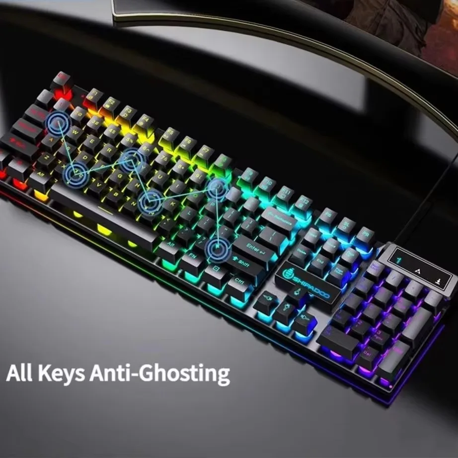 RGB Waterproof Mechanical Feel Backlit Gaming Keyboard Full-Size Office/Gaming Wired Keyboard For PC Computer Laptop Tablet