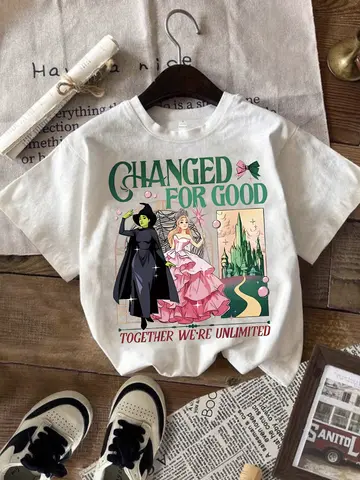 【4033】Letters and Witch Princess Round Neck Plus Size Women T-Shirt Short Sleeve Trend Printing Elastic Half Sleeve T-Shirt