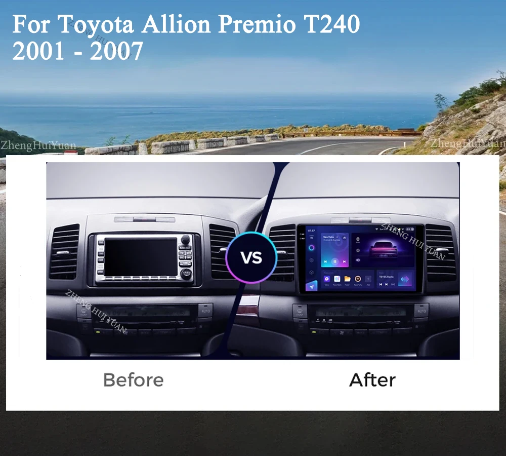 أندرويد 15 CarPlay السيارات لتويوتا Allion Premio T240 2001 - 2007 راديو السيارة الوسائط المتعددة الملاحة فيديو DVD Autoradio ستيريو لتحديد المواقع