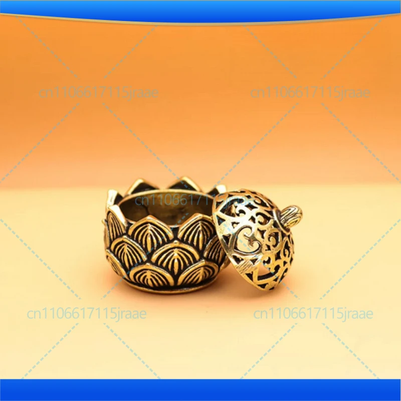 Mini Copper Lotus Incense Burner Creative Outdoor Temple Decoration Car Mounted Portable Wealth Attracting Ornament