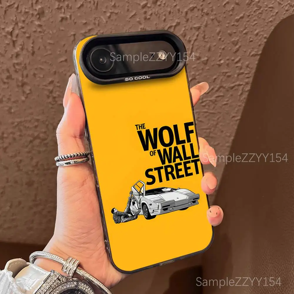 حافظة هاتف W-Wolf Of Wall Street لهاتف iPhone 17,16,15,14,13,12,X,8,Pro,Max,Plus,E,SE4,Air,Mini Black IMD Matte