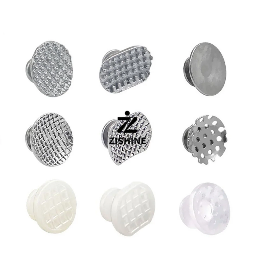 10Pcs Dental Orthodontic Lingual Buttons Mesh Base Ceramic Round Rectangular Bondable Button Braces Dentist Treatment Tool