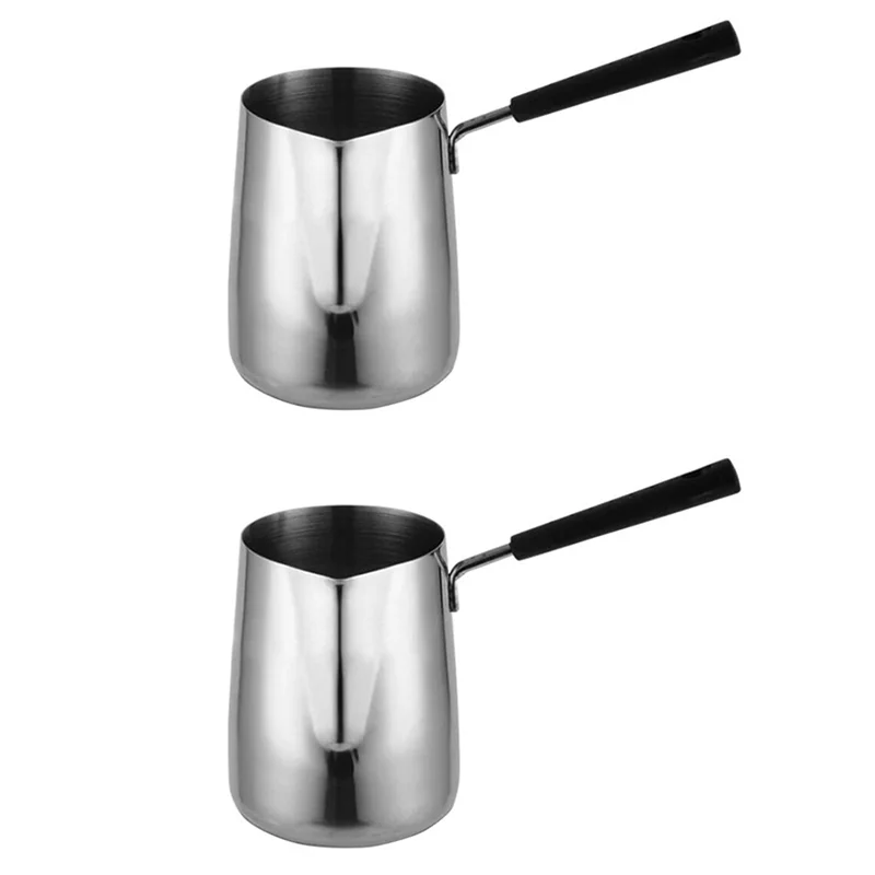 ELEG-2X مقبض طويل وعاء صهر الشمع شمعة الصابون يذوب وعاء الشمع المعطر يذوب إبريق القهوة المعدنية لاتيه، 350 مل