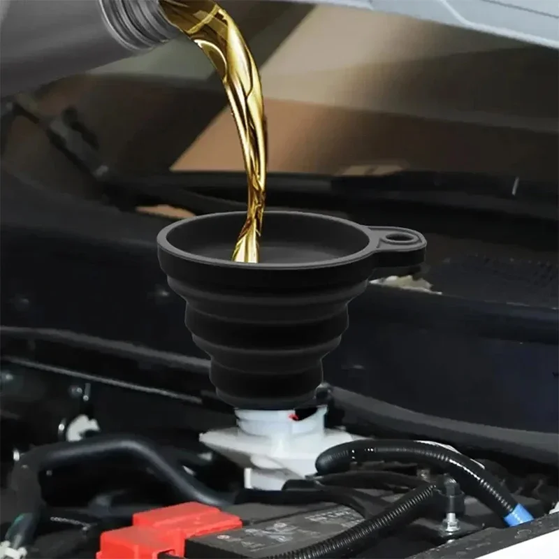 Mini Engine Funnel Big Size Petrol Change Foldable Portable Silicone Liquid Car Oil Petrol Funnel Household Utensils for Kitchen