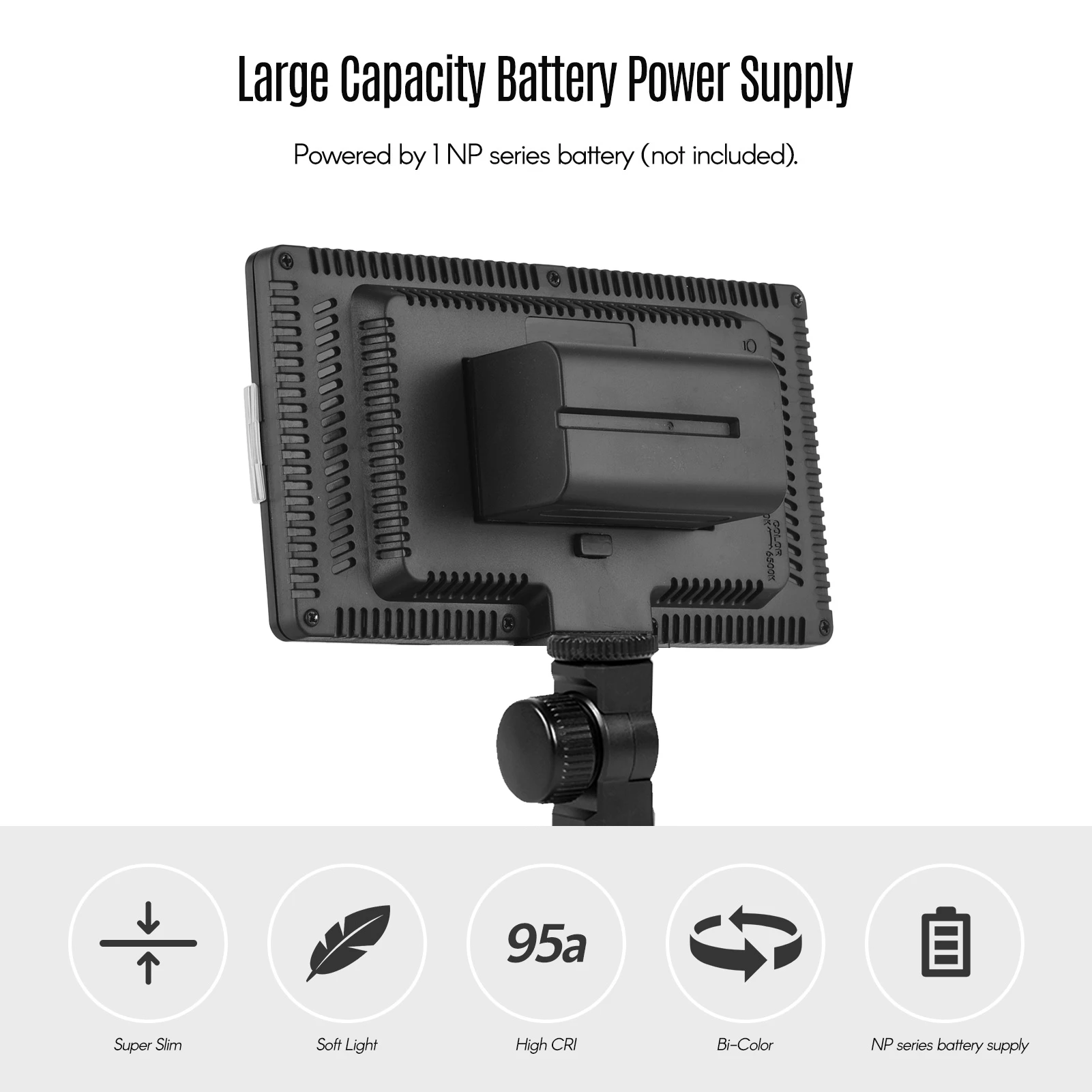 LED-416 LED Video Light Professional On-Camera Photography Light Panel 416PCS Bright Light Beads with 1/4” Screw Hole Ball Head
