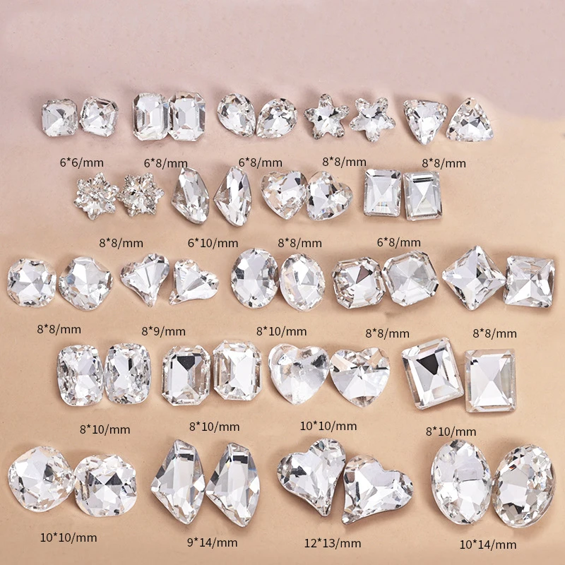 Alien Diamond 8MM Fat Square Super Flash Network Red Sharp Bottom Crystal Glass Large Diamond Wear resistant Nail Pile