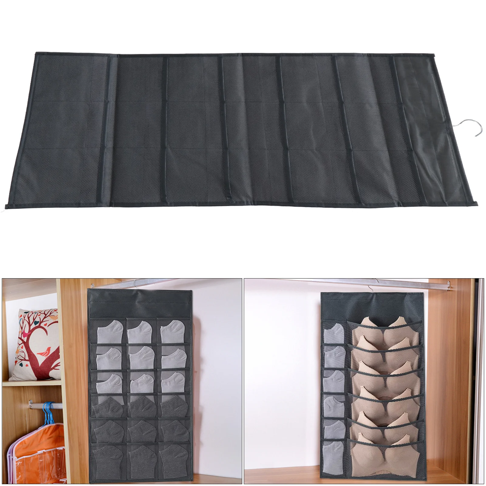 

Hanging Storage Holder Multi Grids Organizer for Underwear Socks Clothes Practical Wardrobe Bedroom Living Room