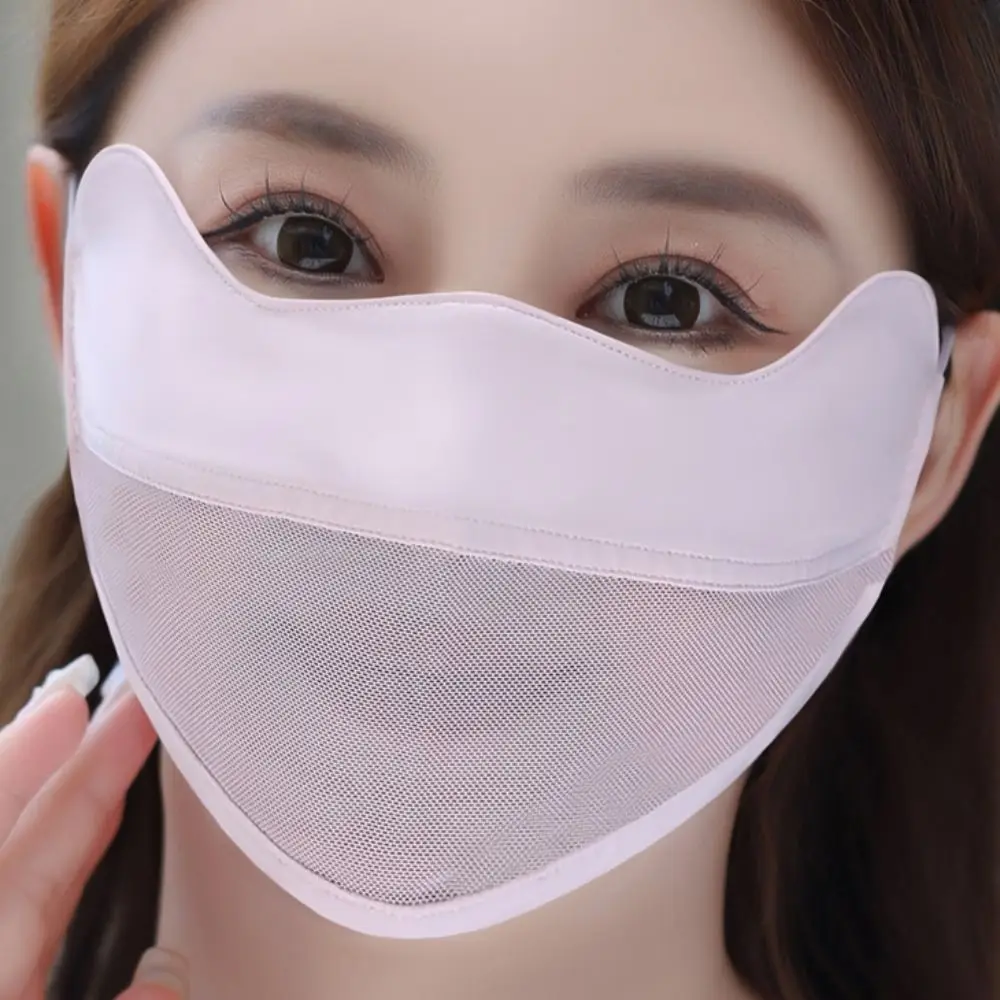

Summer UV Protection Ice Silk Face Scarf Mesh Face Scarves Sunscreen Veil Face Mask Solid Color Anti-uv Face Cover Riding
