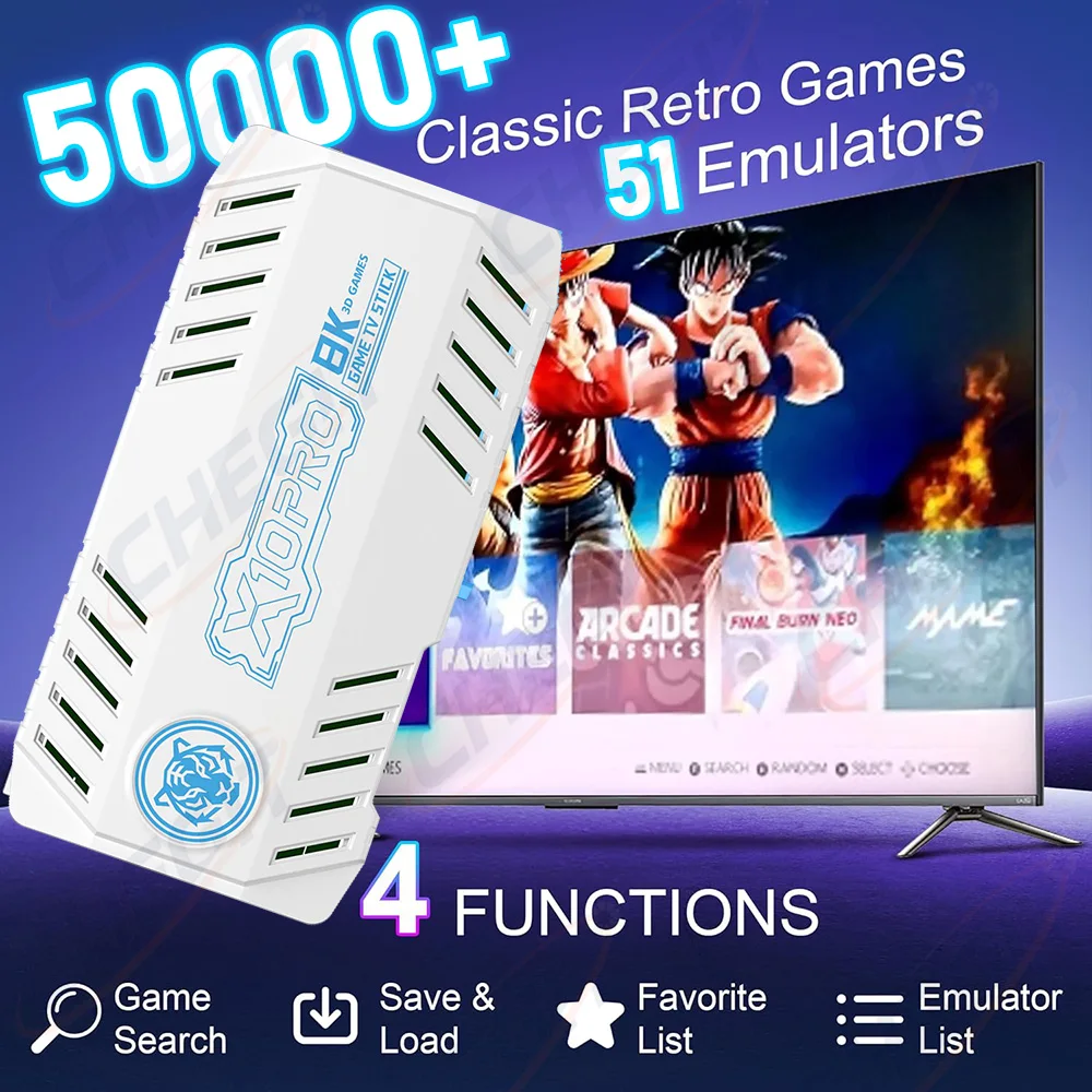 128G X10 PRO 4K TV Game Stick لعبة فيديو وحدة التحكم 128G مع 2/50000 لعبة وحدة تحكم لاسلكية غمبد ريترو وحدة تحكم بجهاز لعب محمول