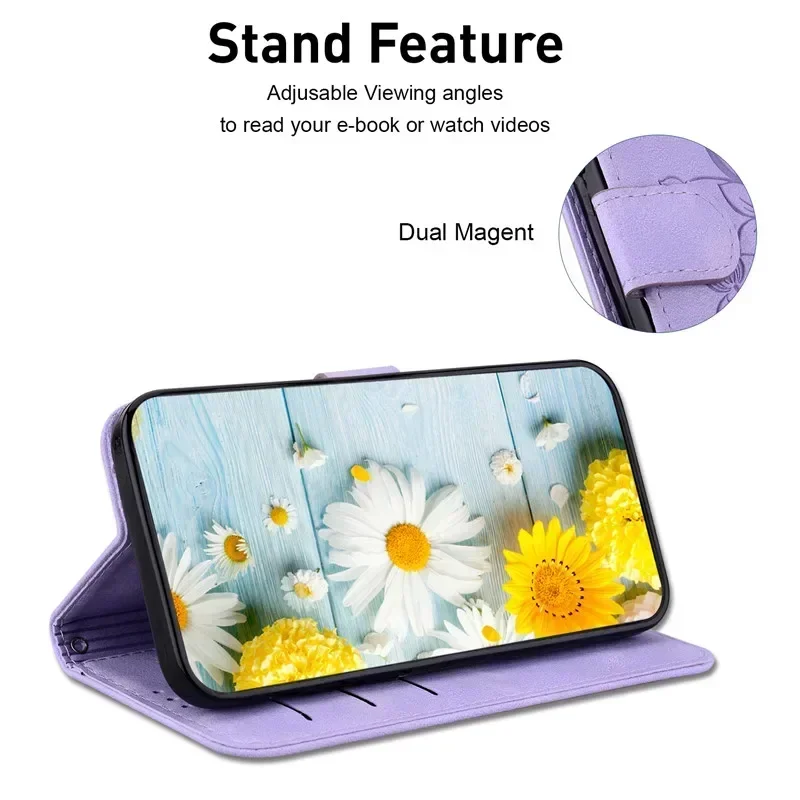 Wallet Bags Flip Cover Flower Case For OPPO Reno12 F 5G FS Reno 12 Pro 12F Reno12F Coque Magnetic Leather Phone Cases Lily 2024