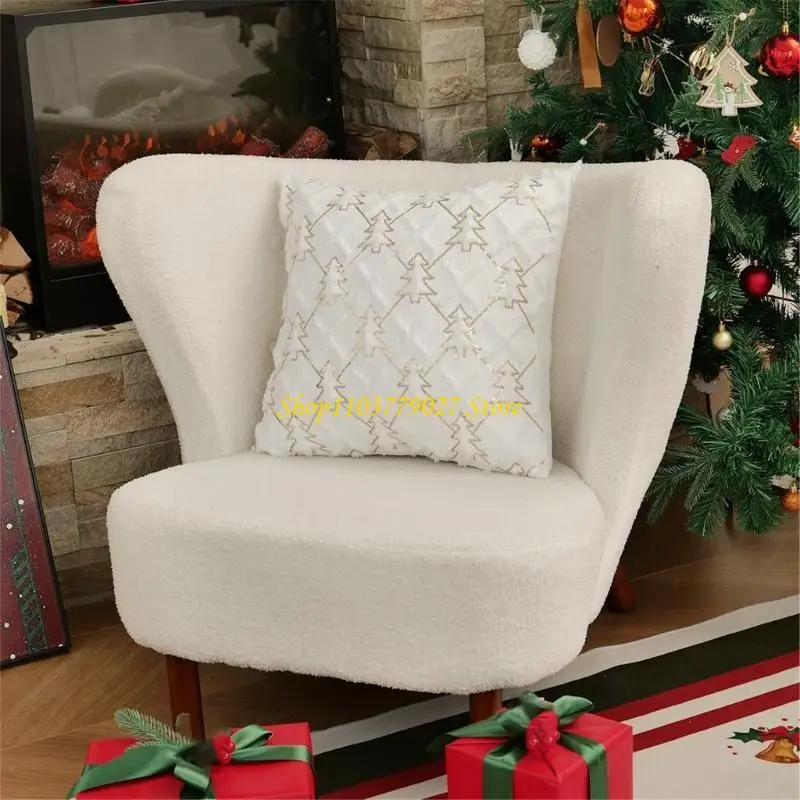 C4DF Christmas Plush Cushion Cover Soft Polyester Festival Living Room Decoration