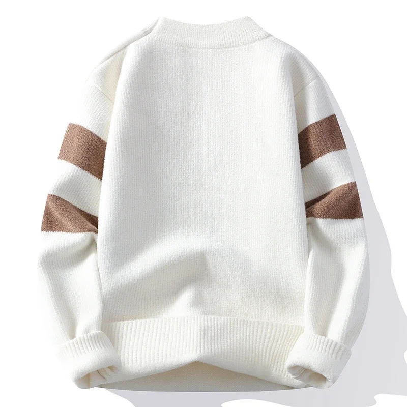 Autumn Winter New Men's Sweater Fashion Patchwork O-Neck Knit Pullovers Men Loose Casual Knitted Sweaters Hip Hop Streetwear Man