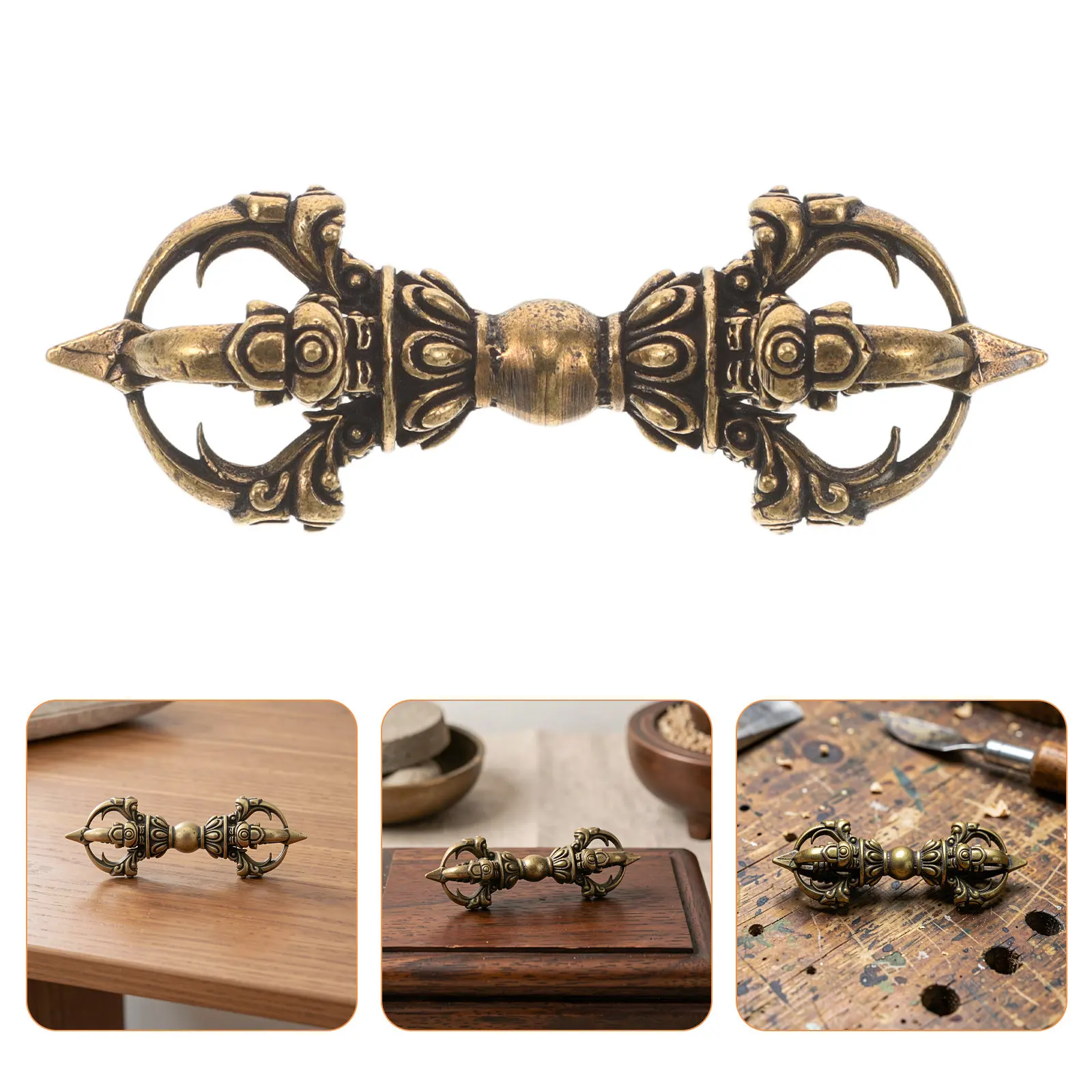 Brass Amulet Pendant Ritual Ornament Buddhist Symbolic Accessory Decorative Dorje Spiritual Collectible Vajra