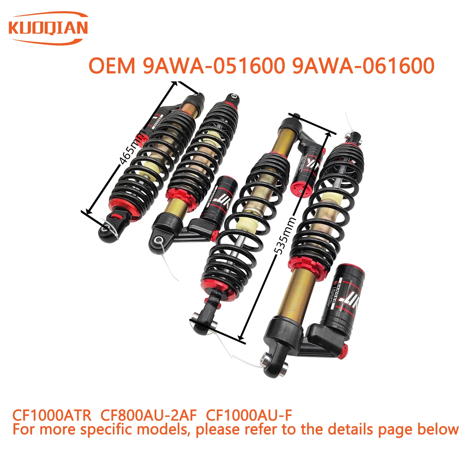 4PC Shock Absorber Kit Fit For CF850 800XC ATV  850XC 9AWA-051600 9AWA-061600